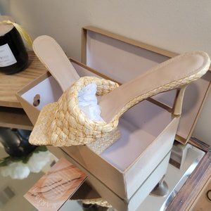 Rafia open toe heel sandle